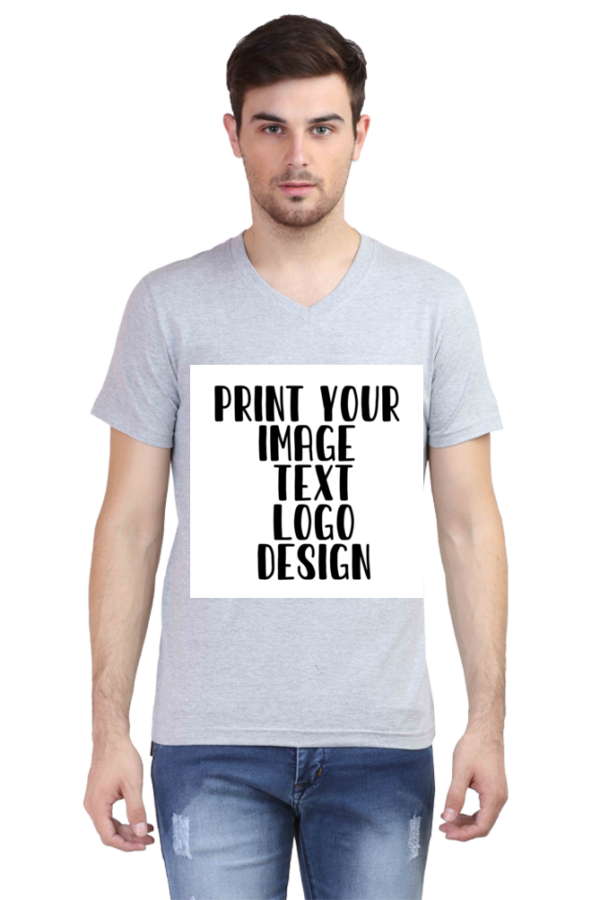 Customizable Male V-Neck Half Sleeve T-Shirt. - Image 3