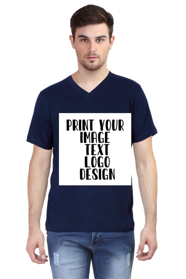 Customizable Male V-Neck Half Sleeve T-Shirt. - Image 4