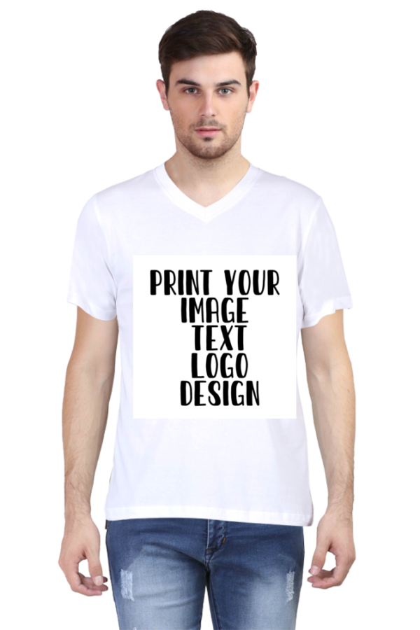 Customizable Male V-Neck Half Sleeve T-Shirt.