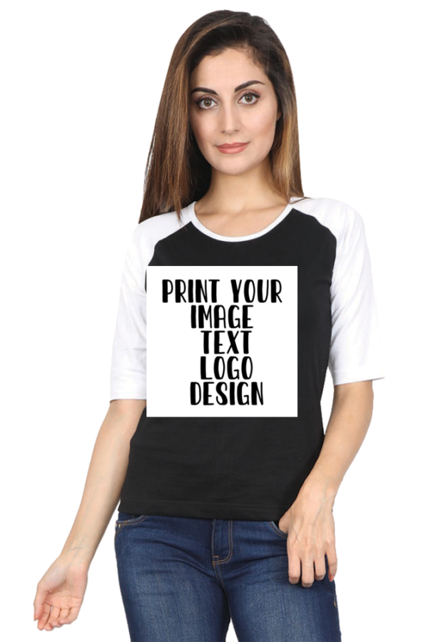 Female Raglan Full Sleeve Black T-Shirt - Image 4