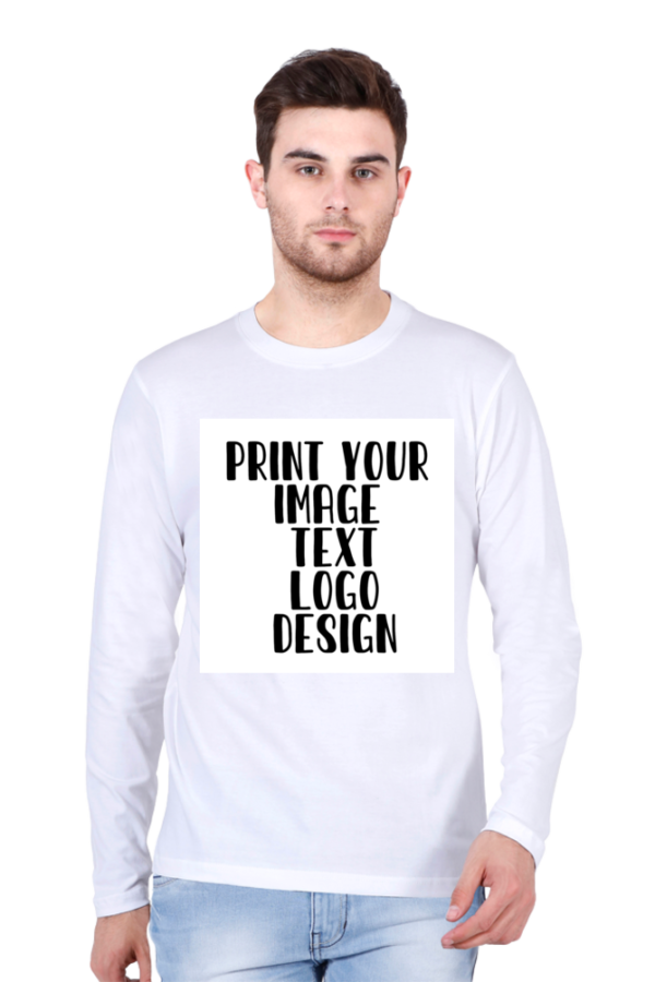 Customizable Male Round Neck Full Sleeve T-Shirt.