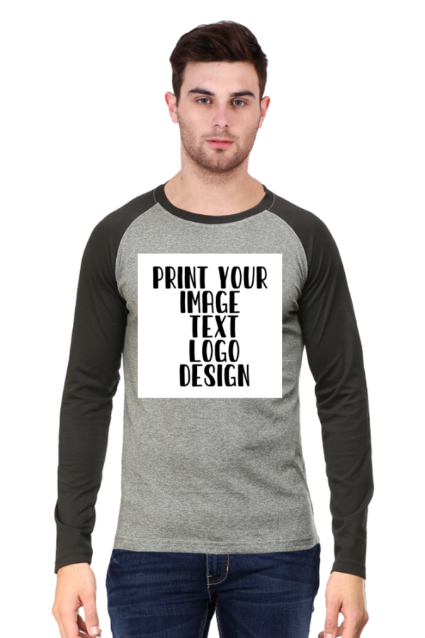 Customizable Male Raglan Full Sleeve T-Shirt. - Image 2