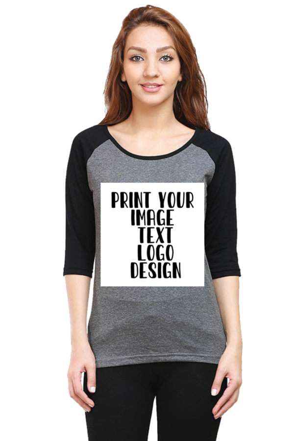 Female Raglan Full Sleeve Black T-Shirt - Image 2