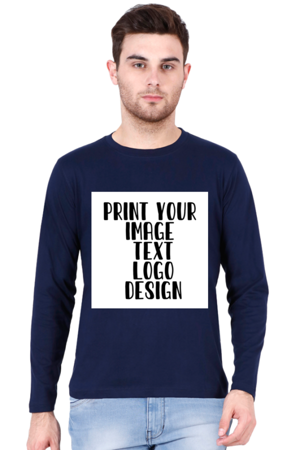 Customizable Male Round Neck Full Sleeve T-Shirt. - Image 4