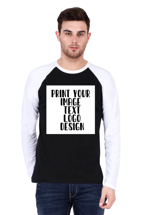 Customizable Male Raglan Full Sleeve T-Shirt.