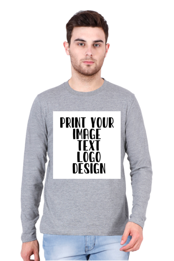 Customizable Male Round Neck Full Sleeve T-Shirt. - Image 3