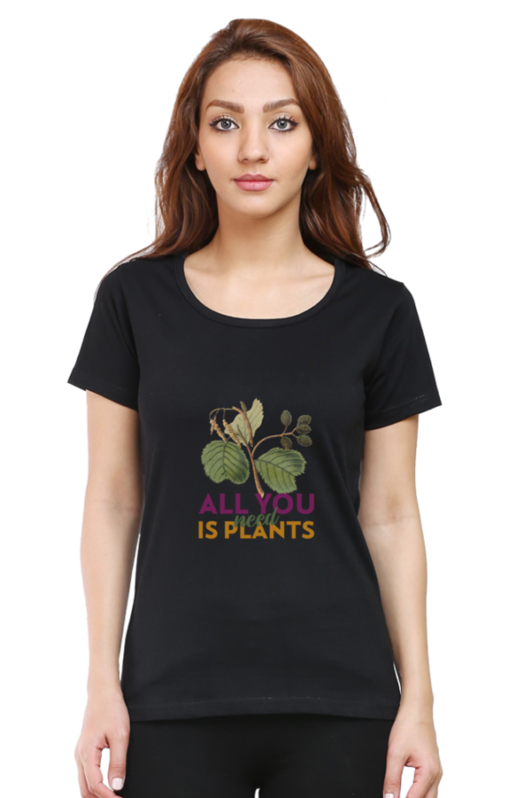 Plants Women Round Neck Half Sleeve T-Shirt