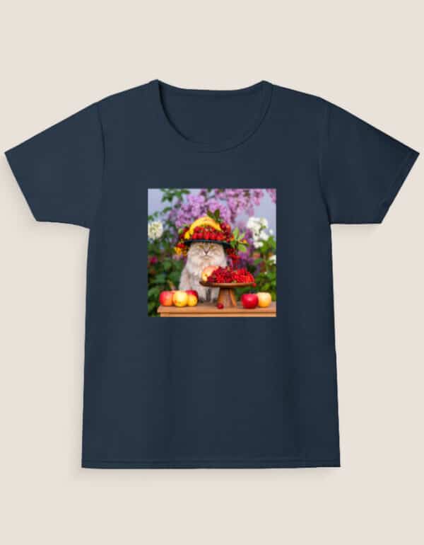 Meow: Fruit-Loving Cat Design T-Shirt - Image 9